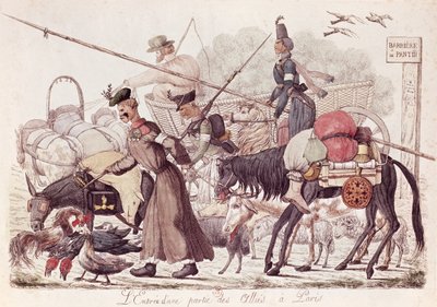 Karikatuur die de Intocht in Parijs van een Deel van de Geallieerde Troepen uitbeeldt, 1814 door French School